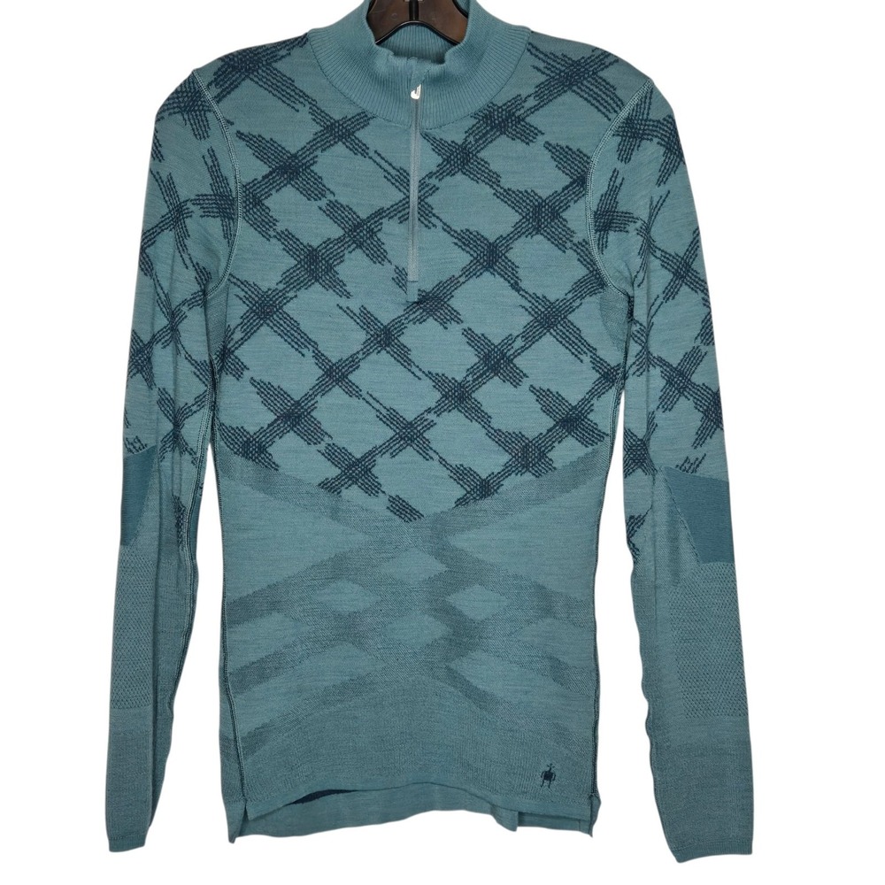SmartWool Sweater Intraknit 200 Wool Blend Womens Medium 1/4 Zip Pullover Teal